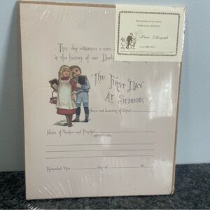 Antique Reproduction First Day of School Certificate Stone Lithograph 1880 1910
